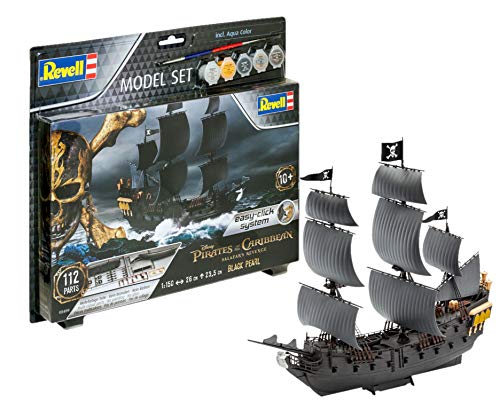 Revell-Model Set Black Pearl Pirates of The Caribbean Kit di Modelli in plastica con Adesivo, Colori primari e Pennello, 1:150 Scale, 65499