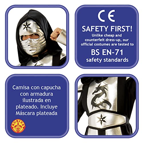 Rubie s-641142-M Costume Ninja Dragon Silver argento per bambini (6...