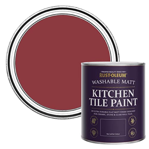 Rust-Oleum Vernice per piastrelle da cucina resistente all acqua, colore rosso, finitura opaca, 750 ml