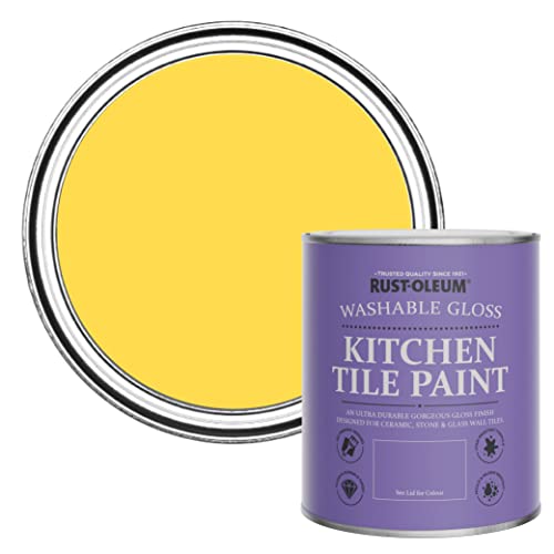 Rust-Oleum Vernice per piastrelle da cucina resistente all acqua gialla con finitura lucida, sorbetto al limone, 750 ml