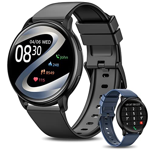 RUXINGX Smartwatch Uomo Chiamata Bluetooth e Risposta Vivavoce, Smart Watch con Lettore Musicale Cardiofrequenzimetro SpO2 Sonno Calorie 19 Modalità Sport Notifiche Messaggi per Android iOS Nero