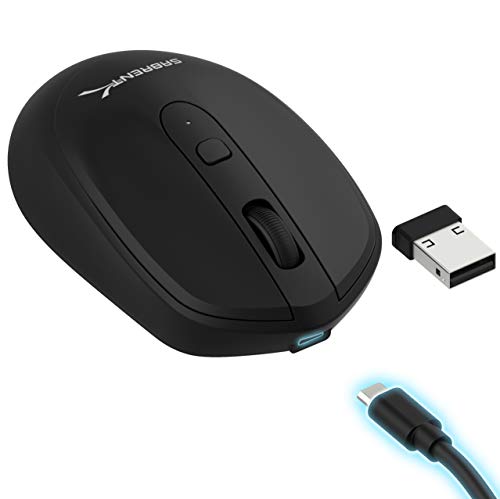 Sabrent Mouse Wireless, Mouse bluetooth, Mouse wireless ricaricabile, senza fili, da 2,4 GHz, con risoluzione regolabile (MS-RCWM)