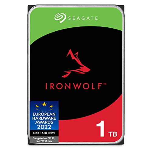 Seagate IronWolf, 1 TB, Hard Disk SATA da 6 GBit s, HDD, CMR 3,5  5.900 RPM, Cache da 64 MB per NAS con Sistema RAID, 3 anni Rescue Services (ST1000VNZ02)[Amazon Exclusive]