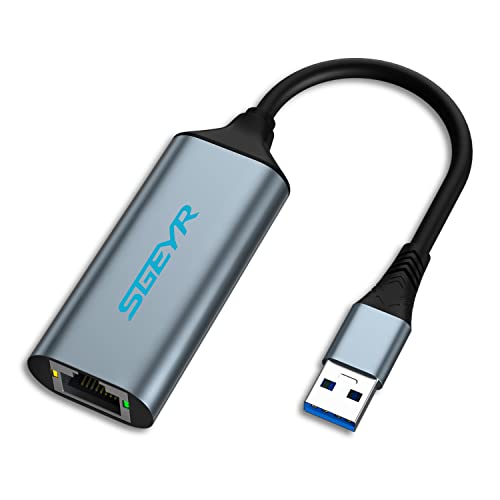 SGEYR Adattatore Ethernet USB 3.0 Gigabit 1000 Mbps, Adattatore USB Alta Velocità Ethernet Rete, Adattatore Di Rete LAN, Adattatore USB A a RJ45 per Windows 10 8 Vista XP, Macbook Linux Mac OS, Grigio