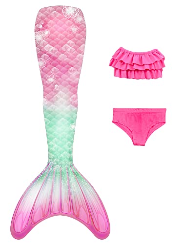 shepretty Ragazze Coda da Sirena per Nuotare Bambina Ragazze Costume 3PCS Bikini,WUPUR1,120
