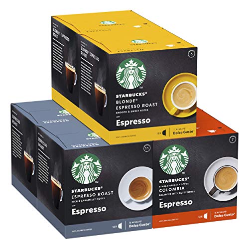 Starbucks Confezione Assortita di Caffè Espressi di Nescafe Dolce Gusto 6 Confezioni da 12 Capsule (72 Capsule)