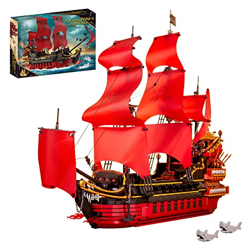 SUNDAYA Mattoncini di Nave Pirata,Set di Nave Pirati per La Vendetta della Regina Anne ,3694 Pezzi Modello da Collezione la Costruzione di Navi Compatibile Con Lego