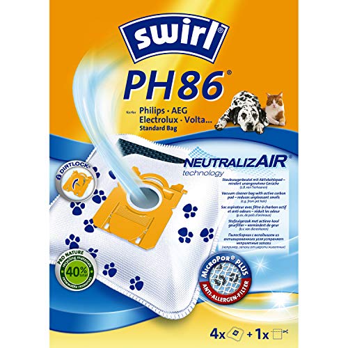 Swirl PH 86 NeutralizAir - Sacchetti per aspirapolvere Philips, 4 Sacchetti + 1 Filtro