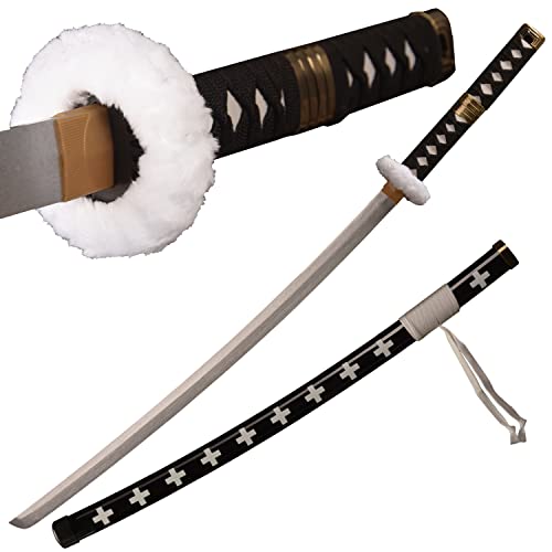 Sword Valley Roronoa Zoro Spada di Legno 105 cm, Katana di Legno, Spada Cosplay Anime Giapponese --- Spada Death Surgeon Trafalgar Law （Bianco）