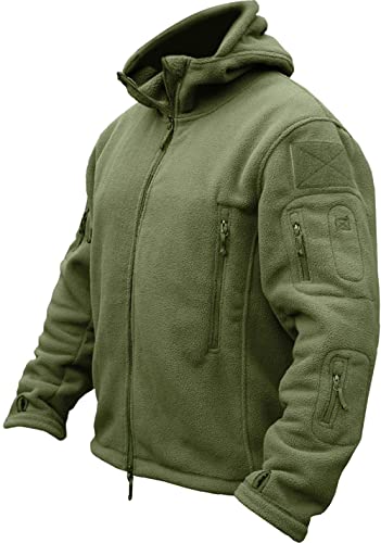 TACVASEN Uomo Giacca Outdoor Maglione con Cappuccio Antivento Jacket di Transizione con Molte Tasche, Verde