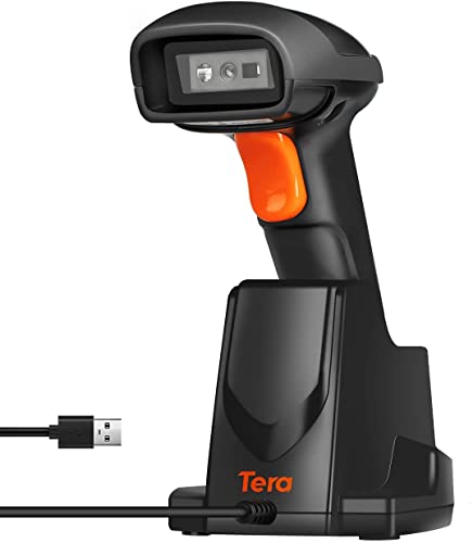 Tera Pro 1MP-Fotocamera Lettore di Codici a Barre Bluetooth Barcode Scanner 2D QR 1D ad Alta Velocità di Scansione Wireless 2.4G e Bluetooth con Stazione di Ricarica, HW0007
