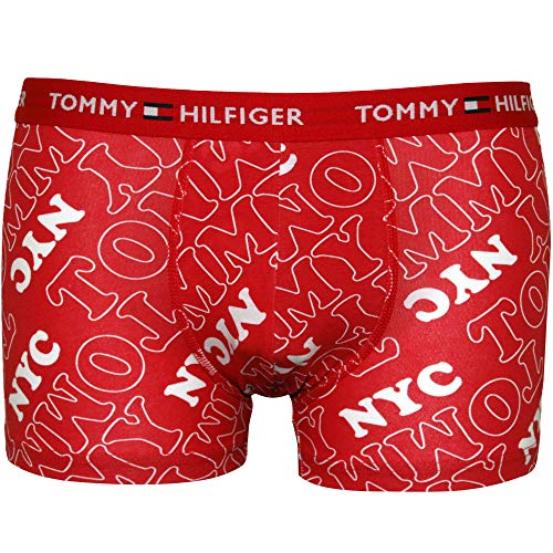 Tommy Hilfiger NYC Tommy Stampa Baule Boxer Uomo, Rosso L F Inv