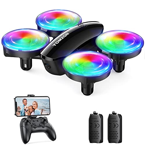 Tomzon Drone con Telecamera per Bambini 1080P, Drone per Bambini con Luce LED, Mini Droni Telecomandati con 360° Protetto Modalità Lancio 3D Flip Rotazione, Drone Giocattolo per Bambini e Principianti