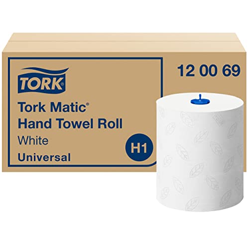 Tork Matic Rotolo di asciugamani bianco H1, avanzato, goffrato per un asciugatura efficiente, 6 rotoli da 150 m, 120069