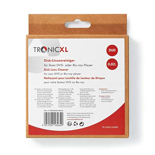 TronicXL - Pulitore professionale per lenti per lettore DVD Blu-ray, Blu, Ray, disco di pulizia, lettore DVD, CD, Blu Ray CD-ROM
