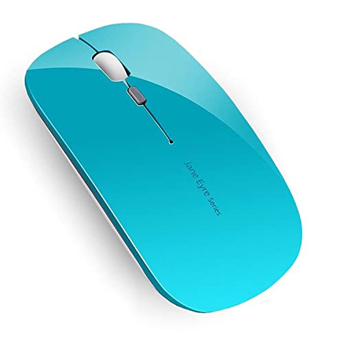 Uiosmuph Q5 Mouse Wireless Ricaricabile, Senza Fili Silenzioso 2,4G 1600DPI Mouse Portatile da Viaggio Ottico con Ricevitore USB per Windows 10 8 7 XP Vista PC Mac (Blu)