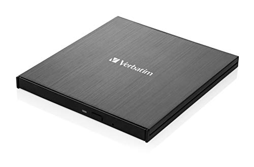 VERBATIM 43890 Masterizzatore Blu-ray esterno Slimline, Porta USB 3.2, Blu-ray Player Masterizzatore, Nero