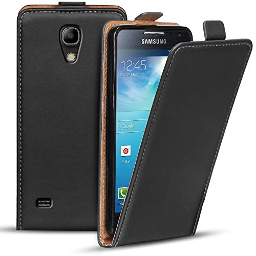 Verco Flip Cover per Samsung Galaxy S4 Mini, Custodia verticale Flip Case compatibile con Samsung S4 Mini, Nero