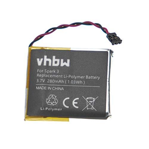 vhbw batteria sostituisce TomTom AHB332824HPS per smartwatch orologio bracciale fitness (280mAh, 3,7V, Li-Poly)