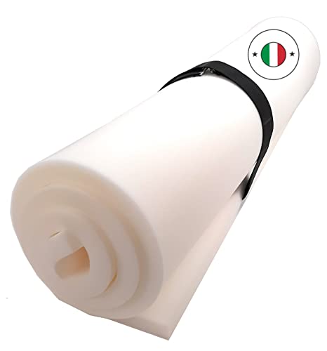 Viglietti Gommapiuma - Schiuma in Poliuretano espanso Personalizzabile - Ideale per Divani, Poltrone e Pallet- Lastra 200x100 (Bianco h. 0,5)