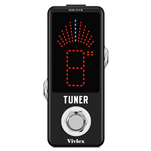 Vivlex - Accordatore per chitarra, mini accordatore cromatico, ad alta precisione, per chitarra elettrica e basso, display a LED, guscio in metallo