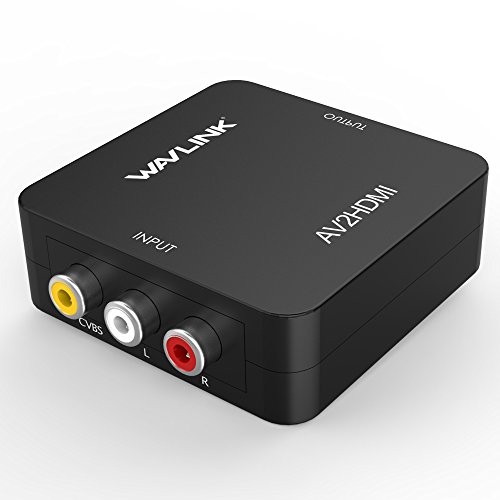 WAVLINK Convertitore RCA a HDMI, Mini Adattatore da AV a HDMI, Supporta 1080P con USB Cavo, supporto PAL NTSC, per PC Mini Xbox PS3 TV STB VHS VCR Fotocamera DVD