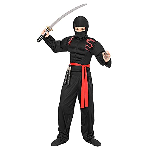 WIDMANN 1552 - Super Ninja Muscoloso, Nero Rosso, 158 cm, 11-13 Anni