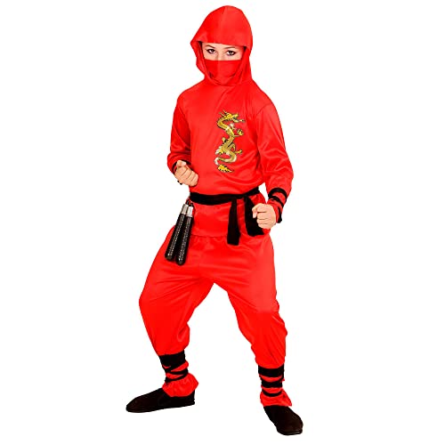 Widmann - Costume da bambino Red Dragon Ninja, guerriero, samurai, ...