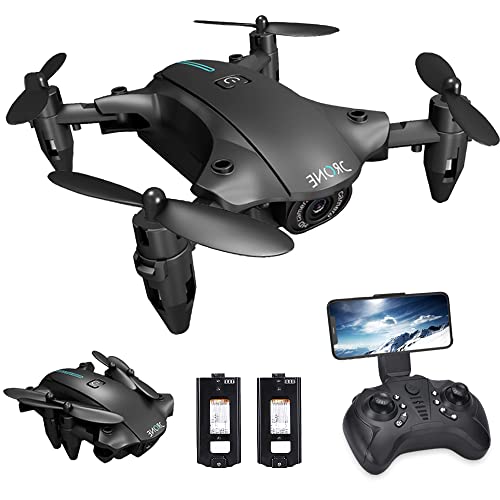 X-Verse Mini Drone con Telecamera, Drone Pieghevole per Bambini con Telecamera 760P, Trasmissione Video FPV WiFi, Modalit Senza Testa, Capovolgi 3D, Drone per Principianti (2 Batteria)