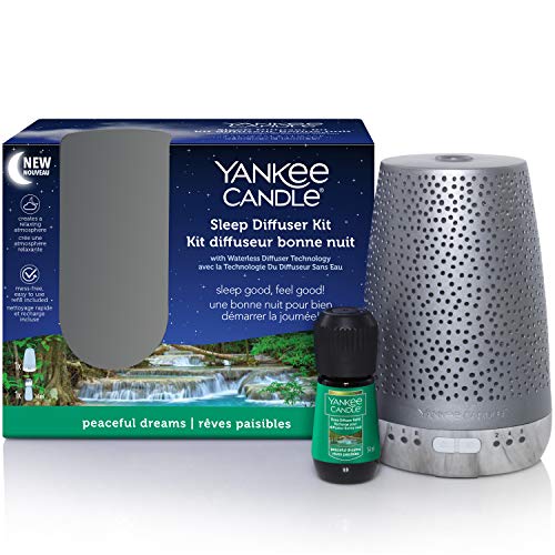 Yankee Candle kit di base Sleep Diffuser | Argento | Ricarica fragranza Peaceful Dreams per diffusore elettrico | Durata della fragranza fino a 30 notti | Presa europea