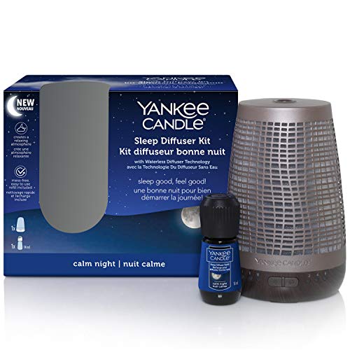 Yankee Candle kit di base Sleep Diffuser | Bronzo | Ricarica fragranza Calm Night per diffusore elettrico | Durata della fragranza fino a 30 notti | Presa europea