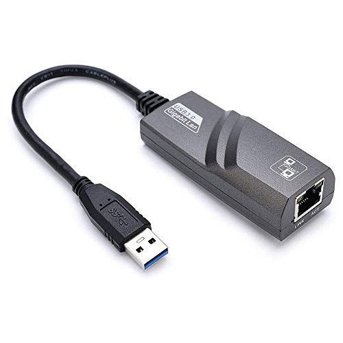 Yizhet Adattatore di Rete USB Super Speed USB 3.0 a RJ45 10 100 1000 Gigabit Ethernet per PC o Portatile di Windows 10, 8, 7, XP, Vista, Mac OS, Linux (Nero) (Adattatore USB 3.0)