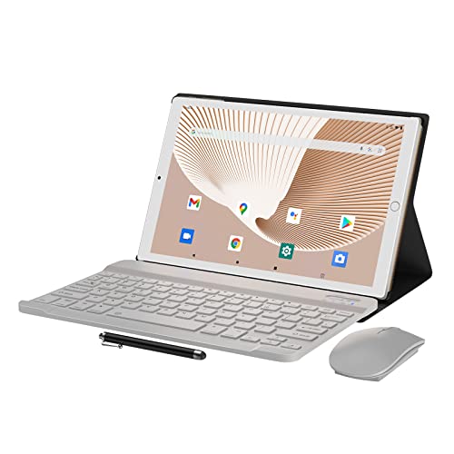 YUMKEM Tablet 10 Pollici Android 11 Tablet PC Octa-Core, 4GB RAM+64GB ROM, WiFi, Doppia Fotocamera, GPS, Schermo IPS HD 1280x800, 6800mAh, Tipo C, Tastiera Bluetooth Mouse e Stylus - Gold