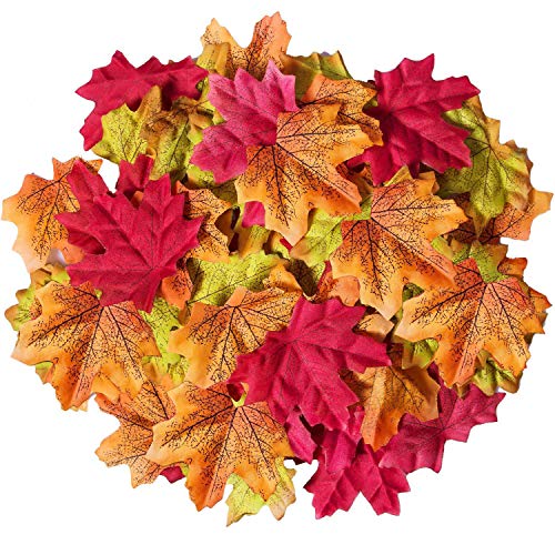 Ztsy, circa 100 foglie artificiali di acero con colori autunnali, bellissime