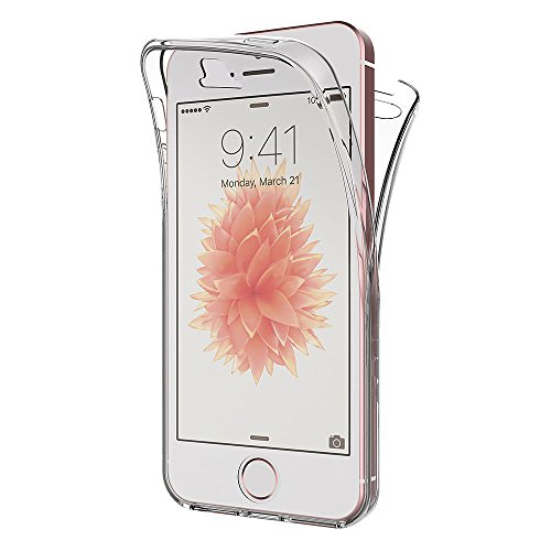 AICEK Cover iPhone SE iPhone 5S, 360° Full Body Cover iPhone SE Silicone Case Molle di TPU Trasparente Sottile Custodia per iPhone SE (4,0 Pollici)