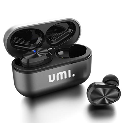 Amazon Brand - Umi W5s-cuffie-Bluetooth 5.2-True Wireless Stereo Cuffie Wireless In-Ear - auricolari Bluetooth con Microfono, impermeabili IPX7,Custodia di ricarica in metallo,USB-C(grigio)