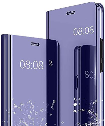 ATISIJIE Clear Smart View Cover per Samsung Galaxy M13 4G Cover,Clear View Standing Mirror con Flip Stand Shell Hard Anti-Scratch Full-Protettiva Case Cover Viola