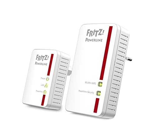 AVM FRITZ!Powerline 540E WLAN Set Edition International, Kit extender per rete elettrica fino a 500 Mbit s, Wi-Fi integrato fino a 300 Mbit s, Mesh, Interfaccia in italiano