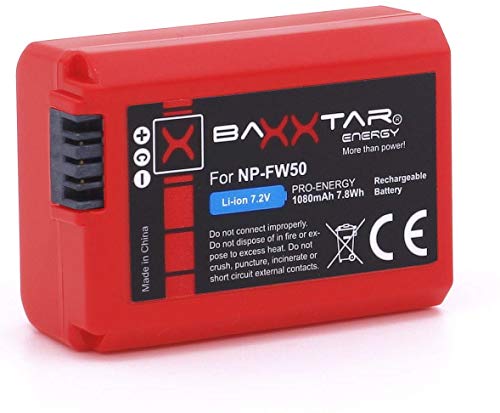 BAXXTAR PRO batteria NP-FW50 (reale 1080mAh) con Info Chip - sistem...