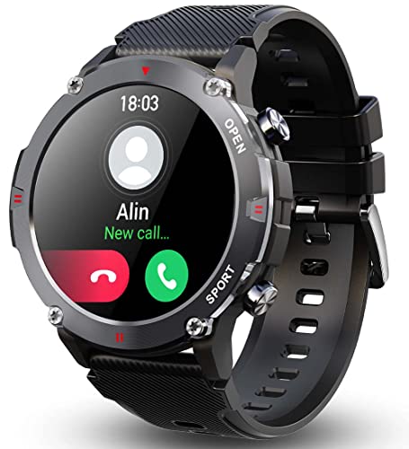 Bmoled Smartwatch Uomo Chiamata Bluetooth e Risposta Vivavoce, 1.32  HD Smart Watch IP68 con Cardiofrequenzimetro SpO2, Notifiche Messaggi Whatsapp 19 modalità Sport Contapassi Calorie Android Nero