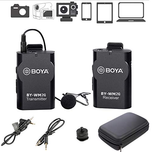 BOYA BY-WM2G Microfono Wireless 2.4GHz Microfono Wireless Professionale per Fotocamera DSLR Smartphone Videocamera Laptop