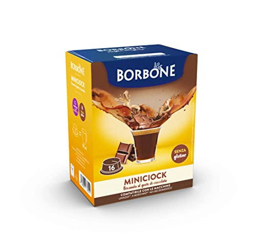 Caffè Borbone MiniCiock, Bevanda al gusto di Cioccolato - 96 capsule (6 confezioni da 16) - Compatibili con le Macchine ad uso domestico Lavazza* A Modo Mio*