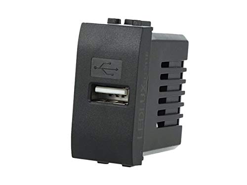 Caricatore USB 5V 2,1A Compatibile Con Bticino Living Light,Presa USB Da Parete Per Scatola 503 504 505 Fast Charge (Nero)
