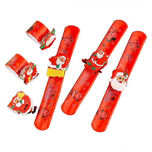 Clicitina Santa Luminous - Braccialetto per bambini, decorazione natalizia, da polso, per feste di Natale, per bambini, giocattolo AKf501 (rosso, taglia unica)