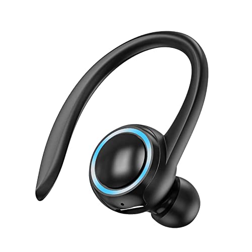 Cuffie Bluetooth Auricolari wireless con gancio per orecchio singolo con microfono Auricolari impermeabili Vivavoce Cellulari Auricolare per ufficio, sport, camionisti, guida (Nero)