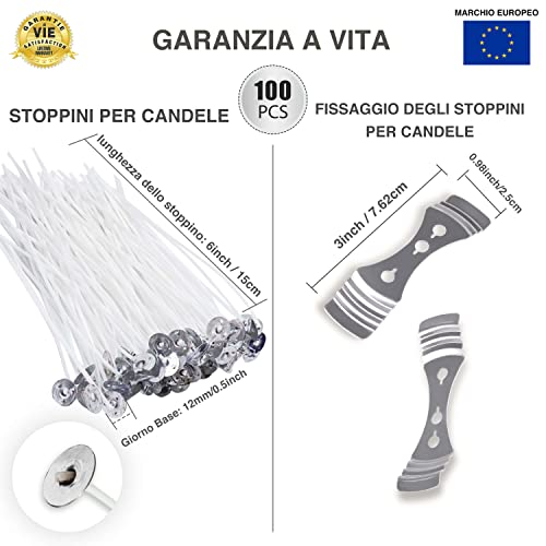 CZ Store Stoppini per Candele -Garanzia A Vita- 100 Stoppini in Cot...