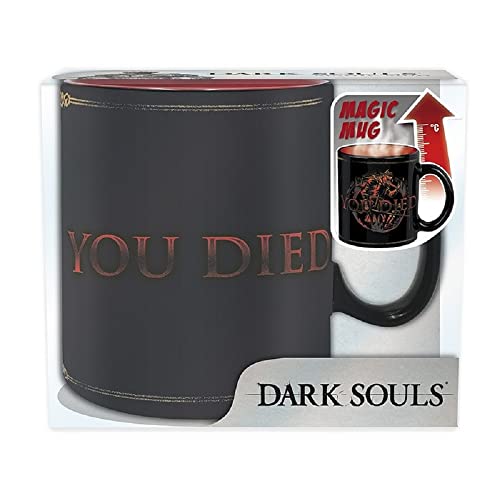 Dark Souls - Tazza con effetto termico, 460 ml, in ceramica, confezione regalo