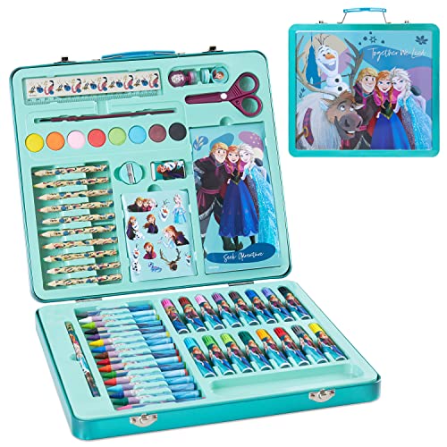 Disney Frozen Valigetta Colori, Set da Disegno 60 Pezzi, Kit per Disegnare e Dipingere, Regali Creativi per Bambina