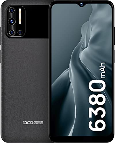 DOOGEE N40 Pro Smartphone 2023, Batteria 6380mAh, 6GB + 128GB Helio P60 Octa-Core, 9.9mm Finitura Classica in Pelle Telefoni Cellulari, Fotocamera AI da 20MP, 6.52 Pollici, Dual Sim Android 11, Nero