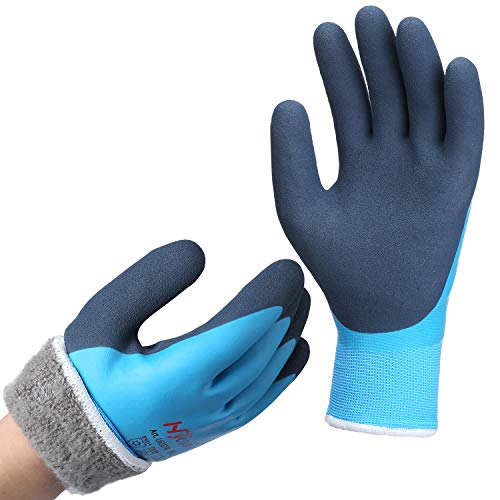 DS Safety Thermo - Guanti da lavoro invernali, impermeabili, termici e caldi, da lavoro, a doppio strato in nylon isolato, colore blu 9 L 1 paio
